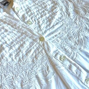 White Embroidered Button-Up Blouse